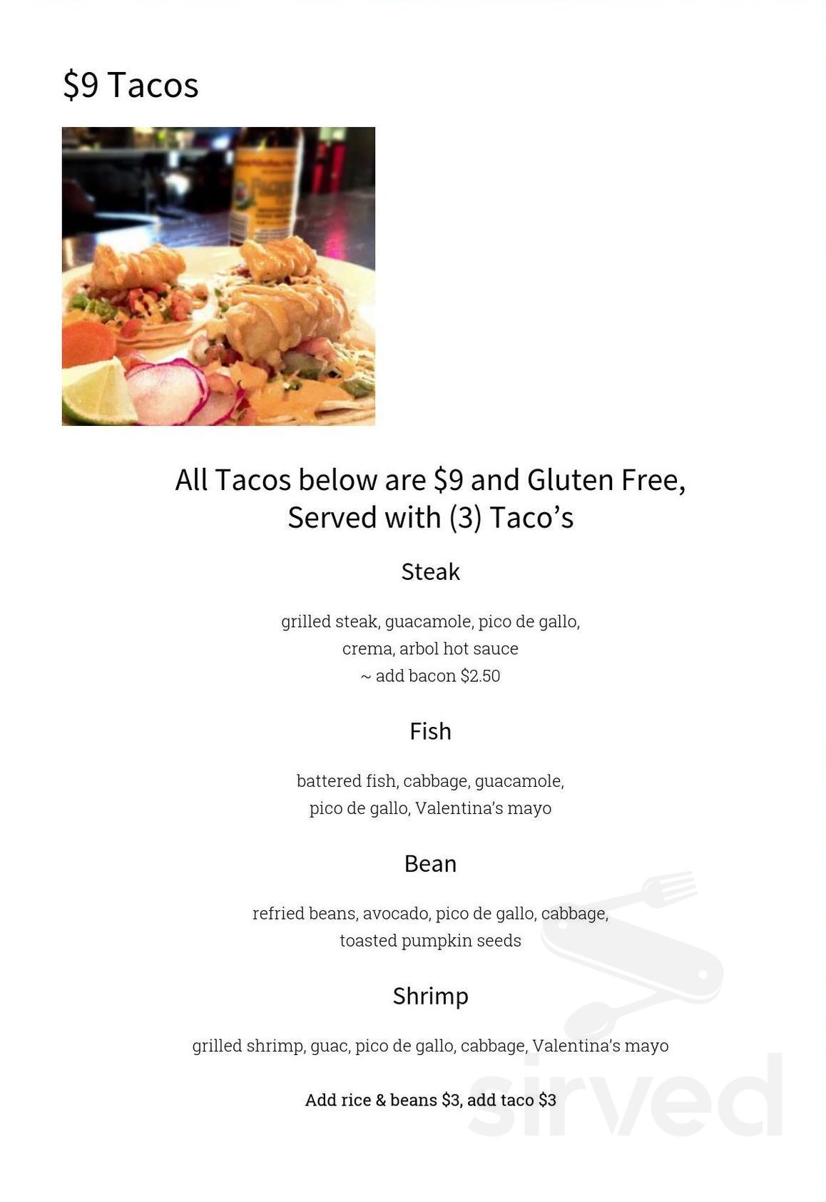 Fernando's Pub menu in Kelowna, British Columbia
