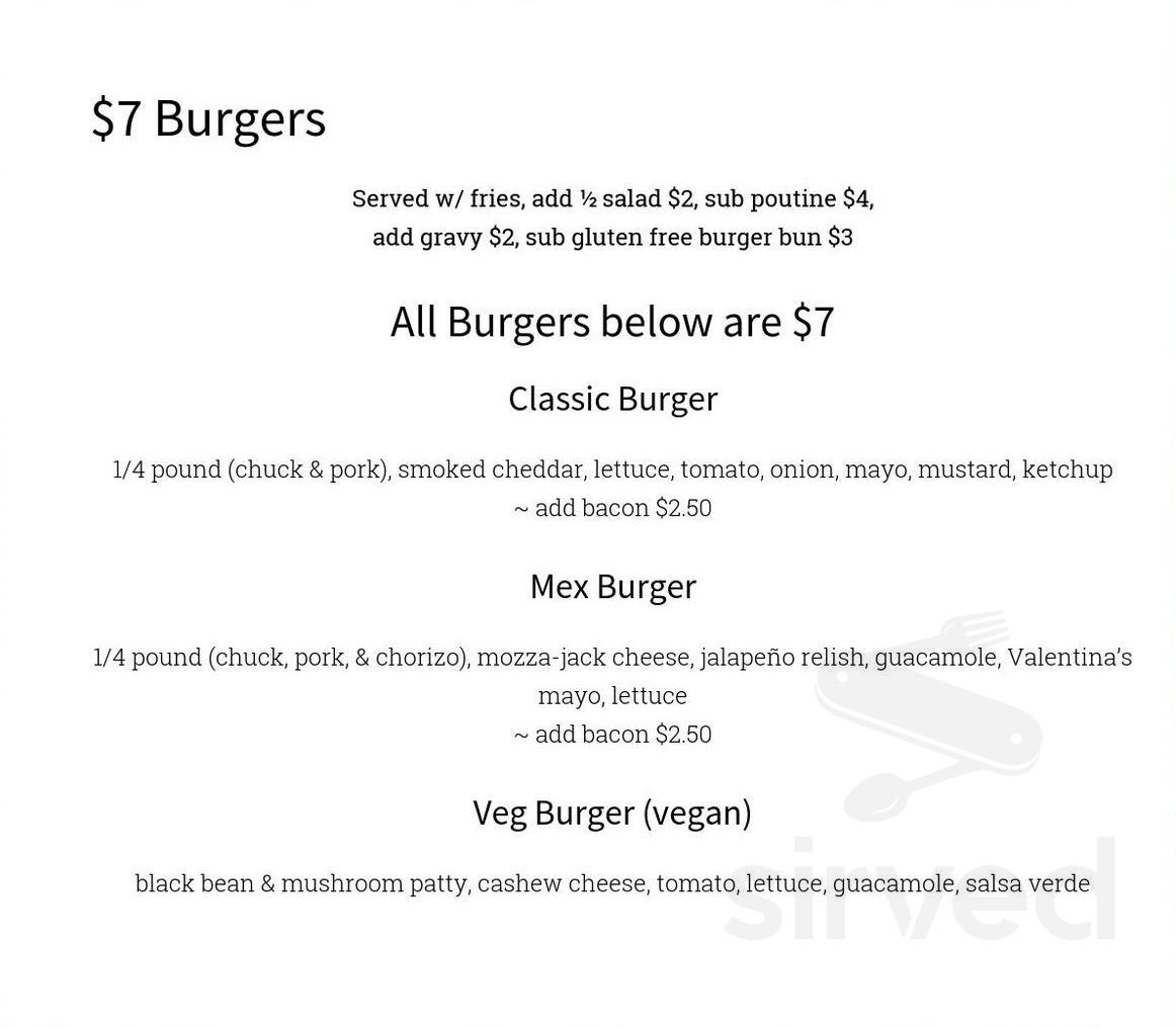Fernando's Pub menu in Kelowna, British Columbia