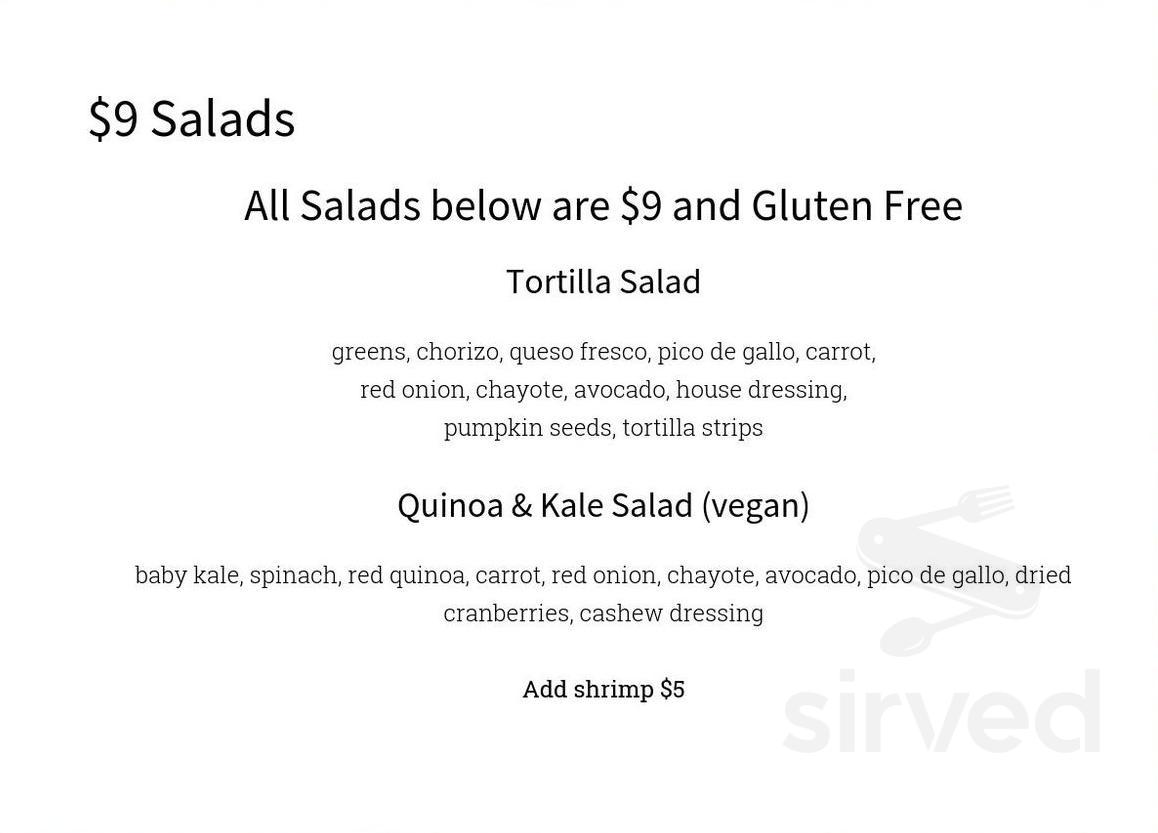 Fernando's Pub menu in Kelowna, British Columbia