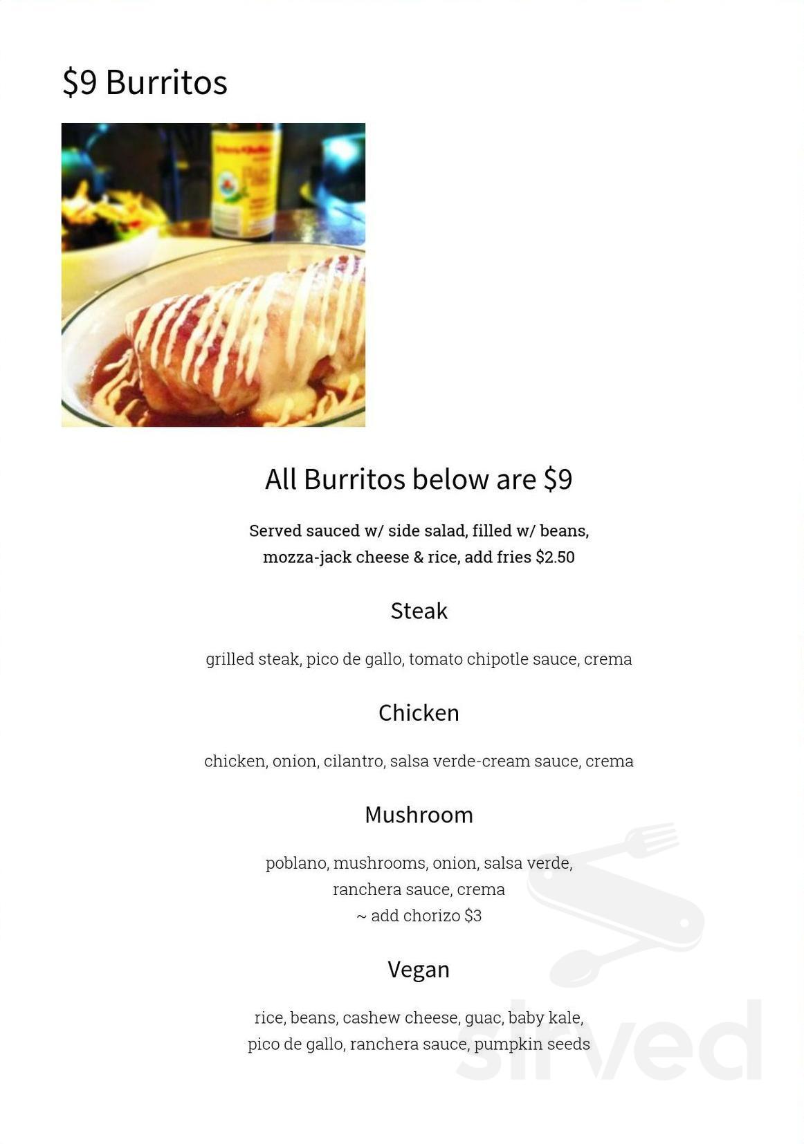 Fernando's Pub menu in Kelowna, British Columbia