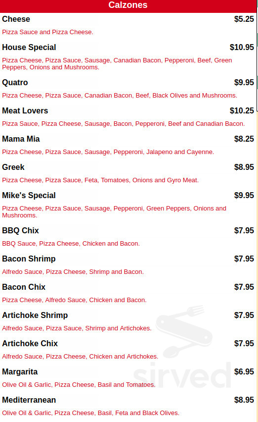 Mike's Pizza & Steakhouse menus in Ottumwa, Iowa, United States