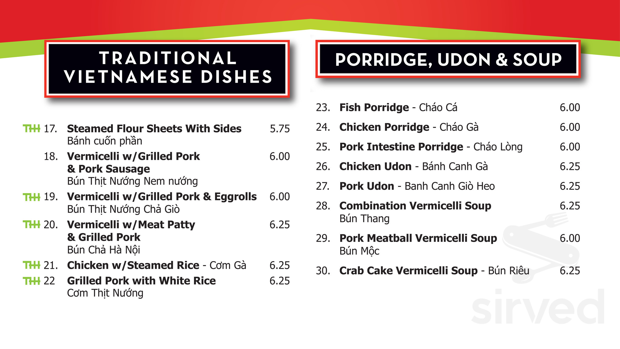 THH Sandwiches menu in Garden Grove, California, USA