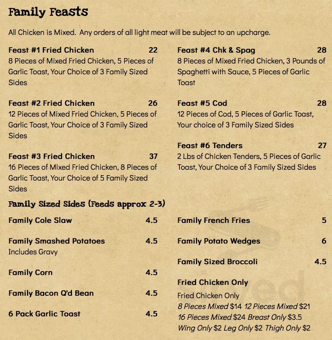 Chix Restaurant menu in Streator, Illinois, USA