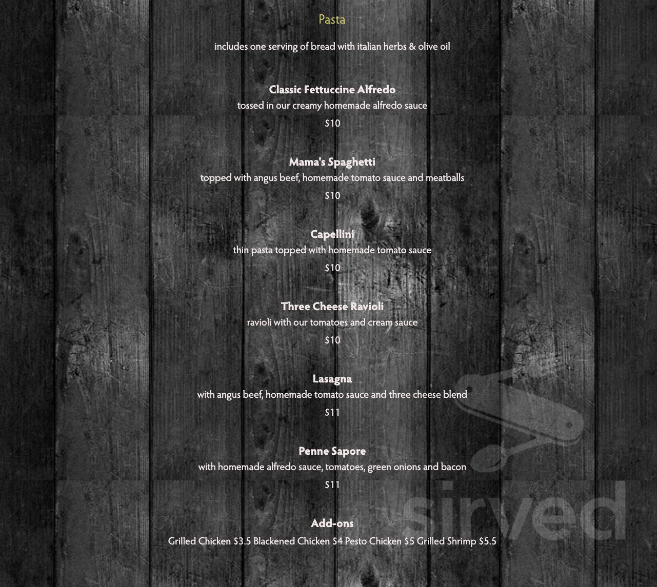 Sapore Grill menus in Double Springs, Alabama, United States