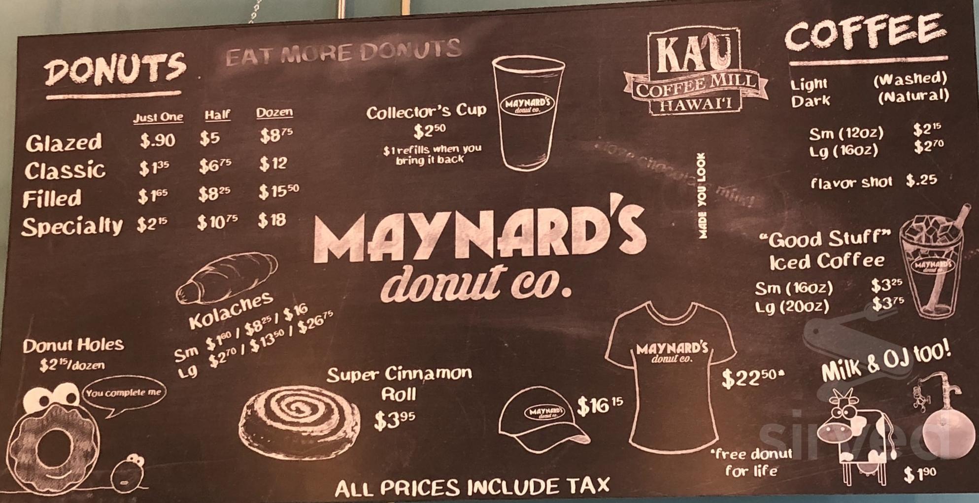 Maynard's Donuts & Coffee menu in Pensacola, Florida, USA