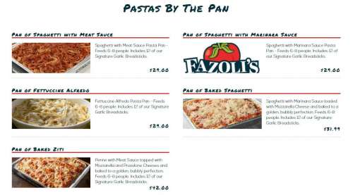 Fazoli S Printable Menu Lexington Ky