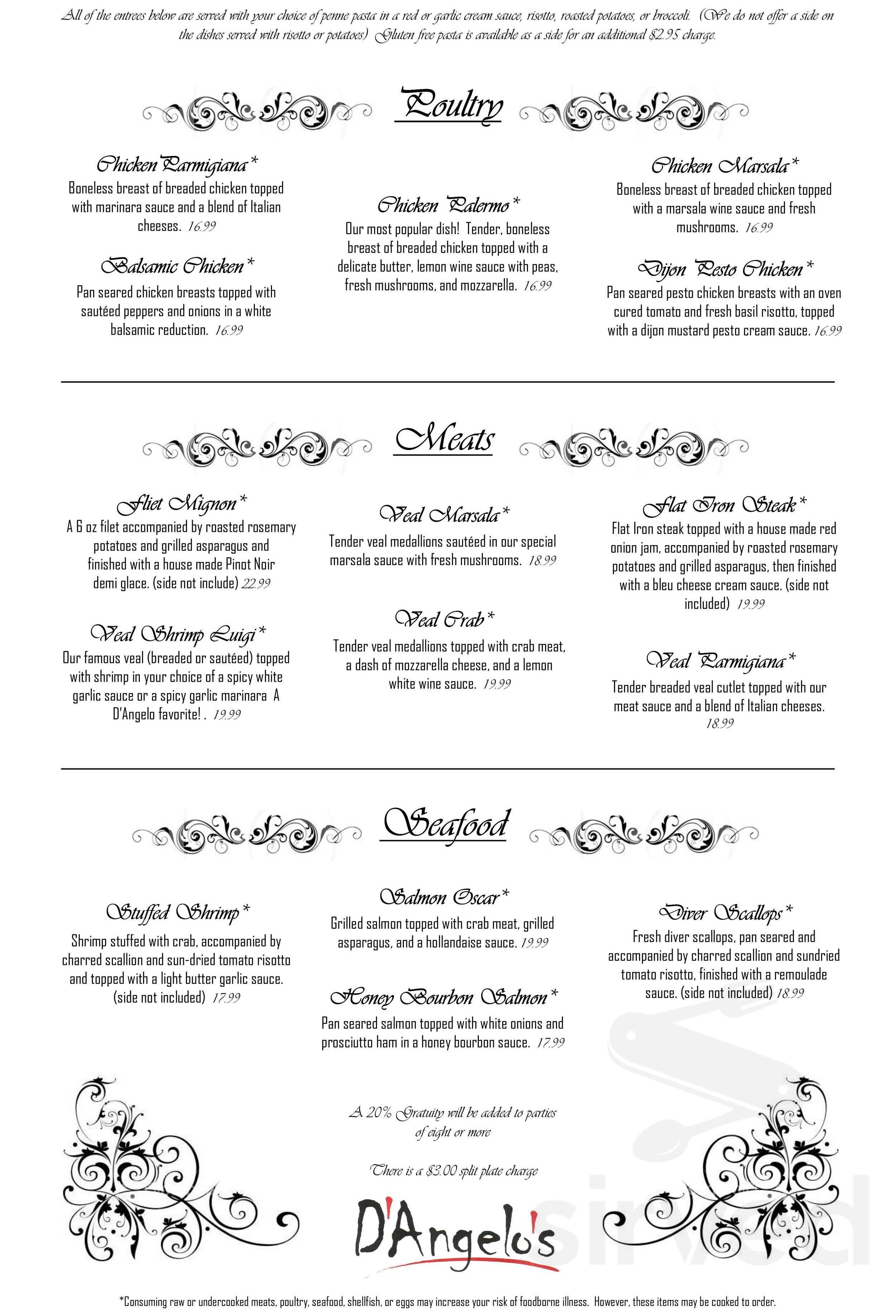 D'Angelo's Italian Ristorante menu in Twinsburg, Ohio, USA