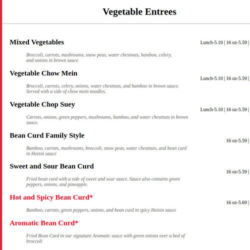 Fortune Cookie menu in Eau Claire, Wisconsin, USA