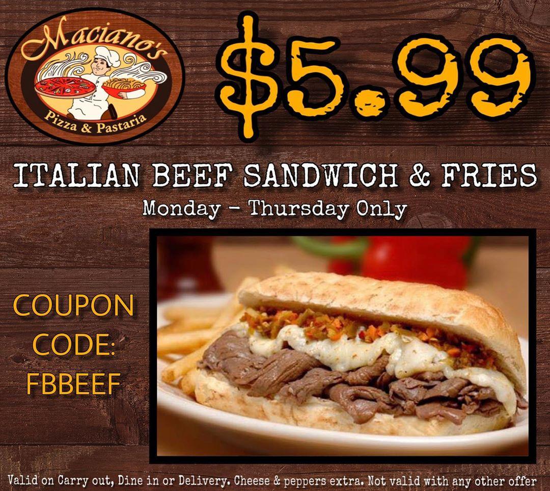 Maciano's Pizza & Pastaria menus in Aurora, Illinois, United States
