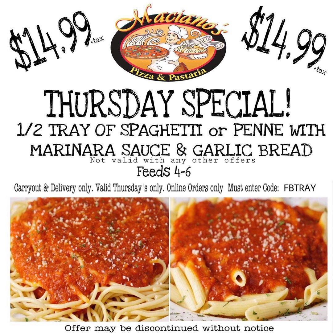 Maciano's Pizza & Pastaria menu in Rockford, Illinois, USA