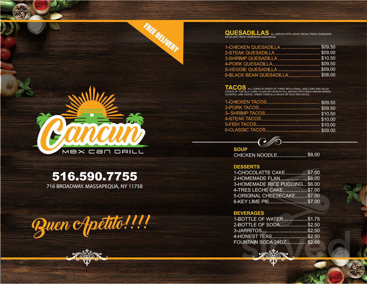 Cancun Mexican Grill Massapequa Menu With Prices