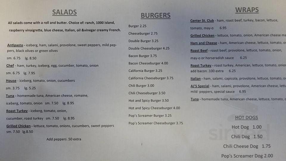 Menu for Simply Subs LLC in Mahanoy City, PA Sirved