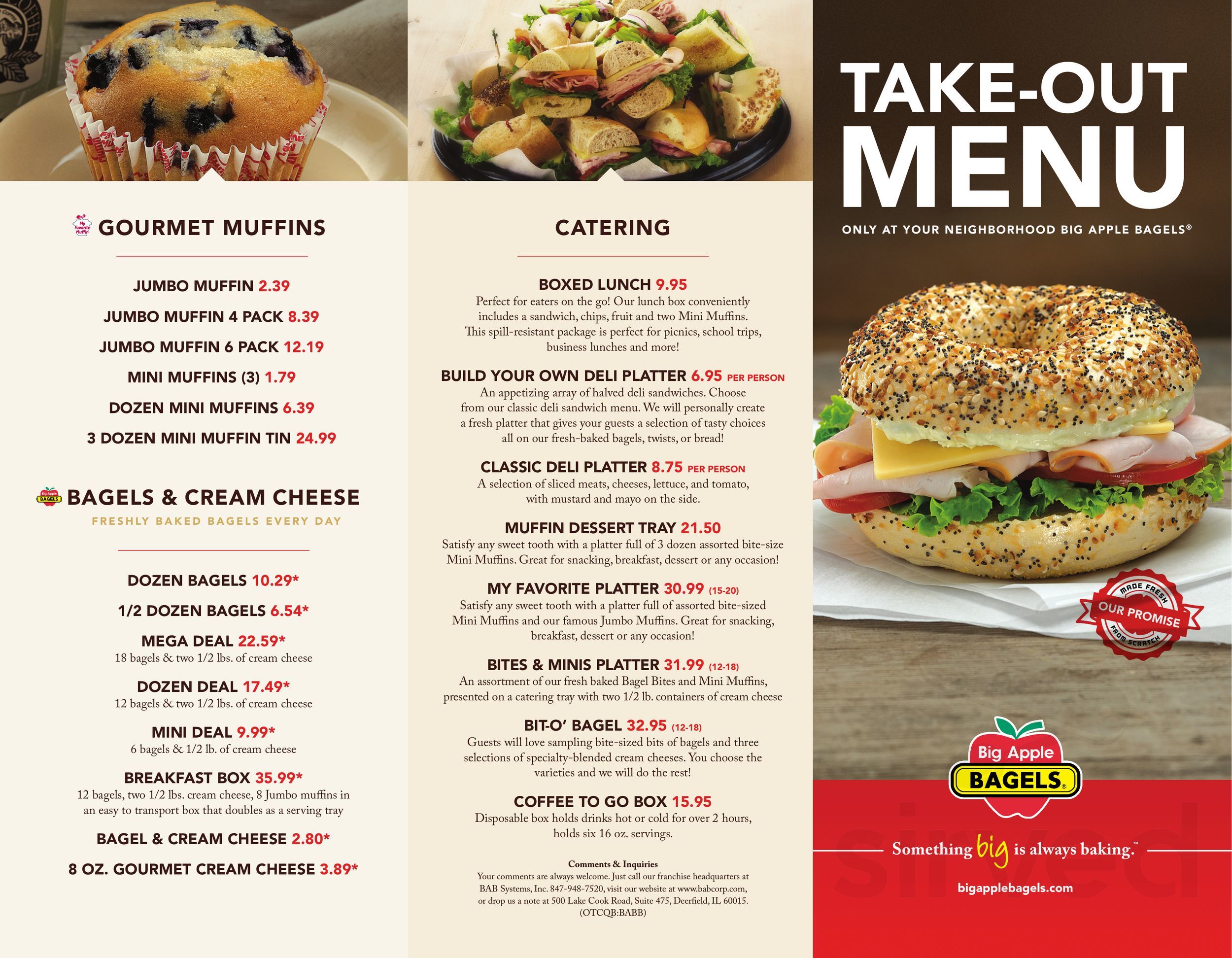 Menu jenison mi s big apple bagels sirved
