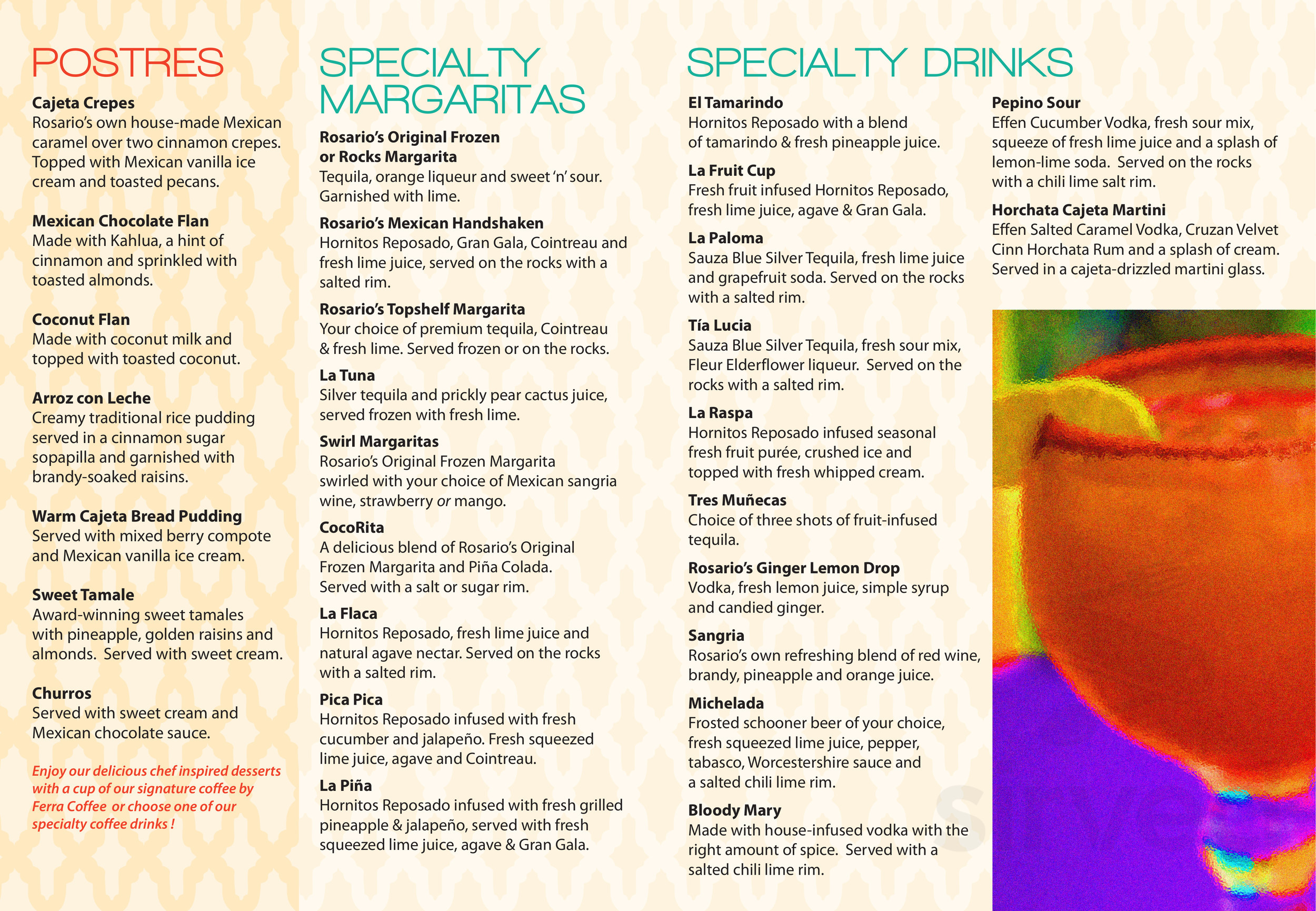 Menu - San Antonio TX's Rosario's Mexican Cafe Y Cantina (Southtown ...