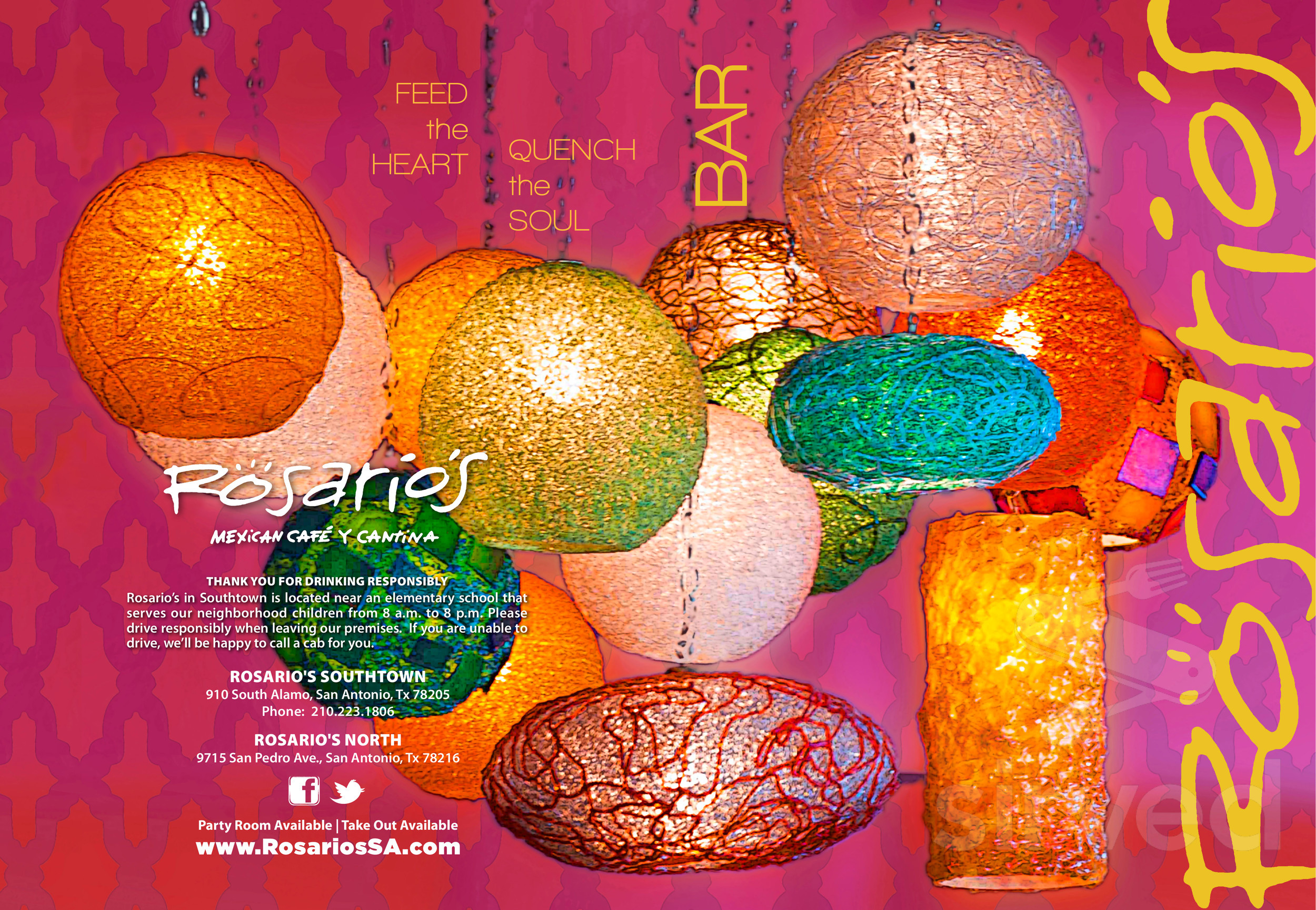 Menu - San Antonio TX's Rosario's Mexican Cafe Y Cantina (Southtown ...