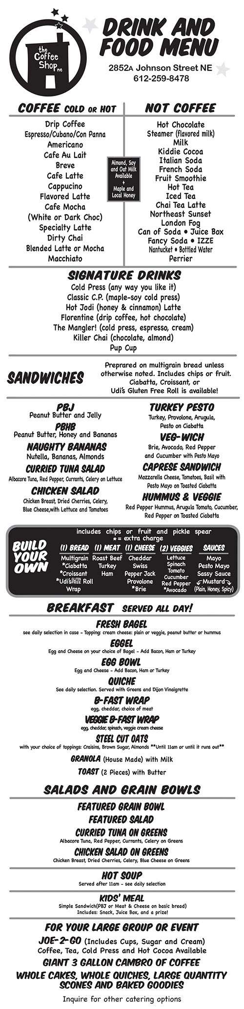 The Coffee Shop NE menu in Minneapolis, Minnesota, USA
