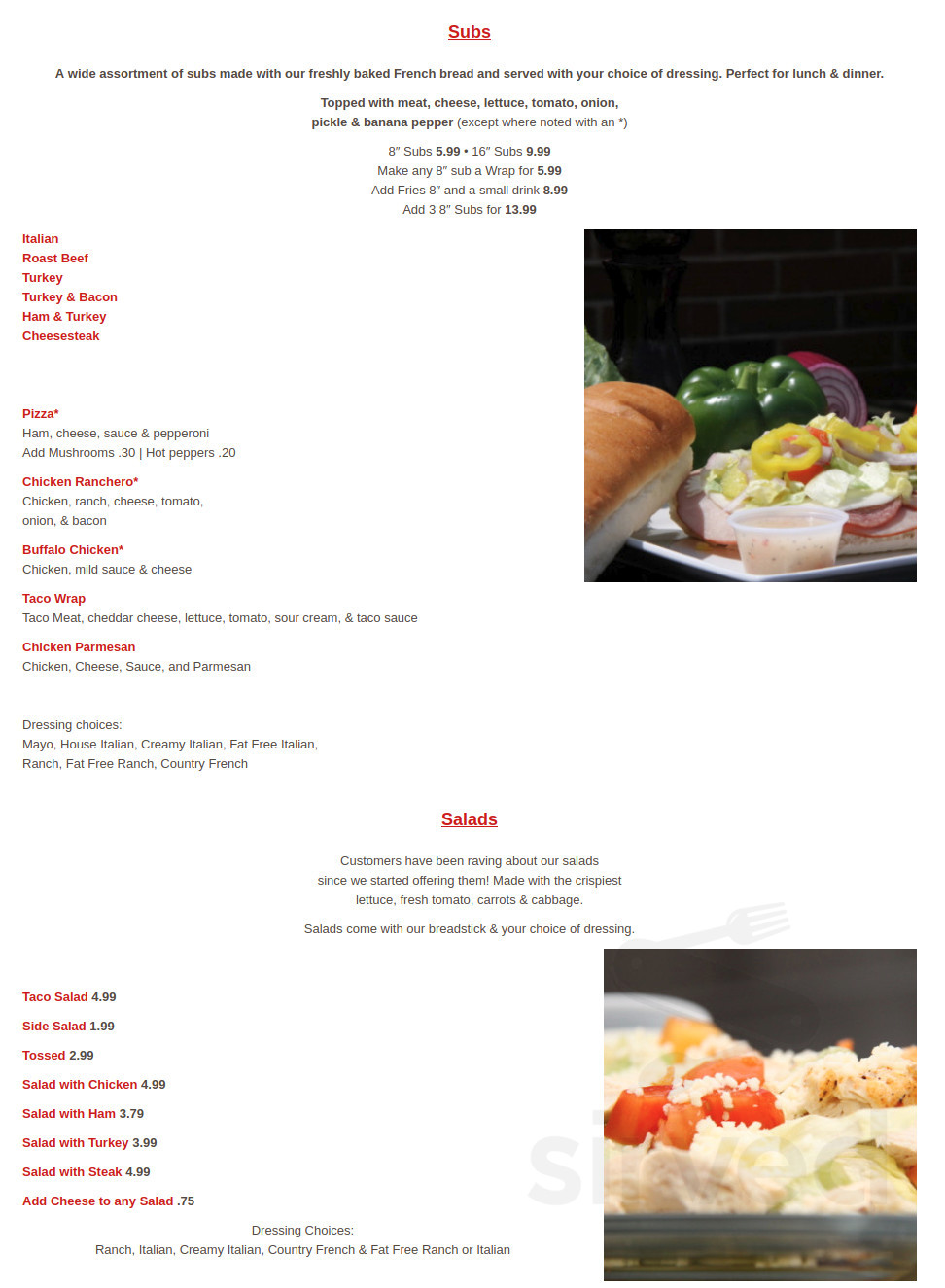 Claysburg Pizza menu in Claysburg, Pennsylvania, USA