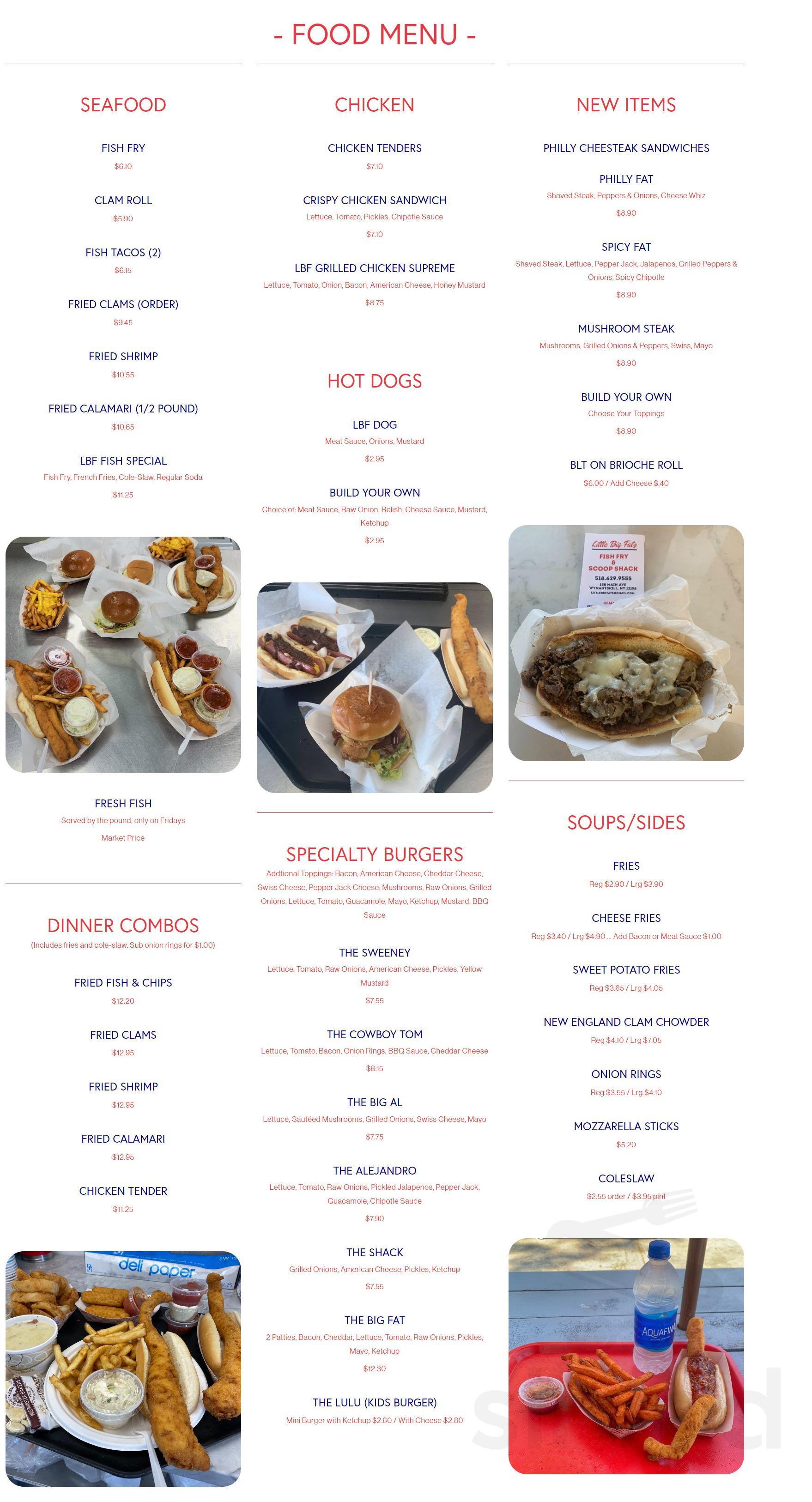 Little Big Fatz menu in Wynantskill, New York, USA