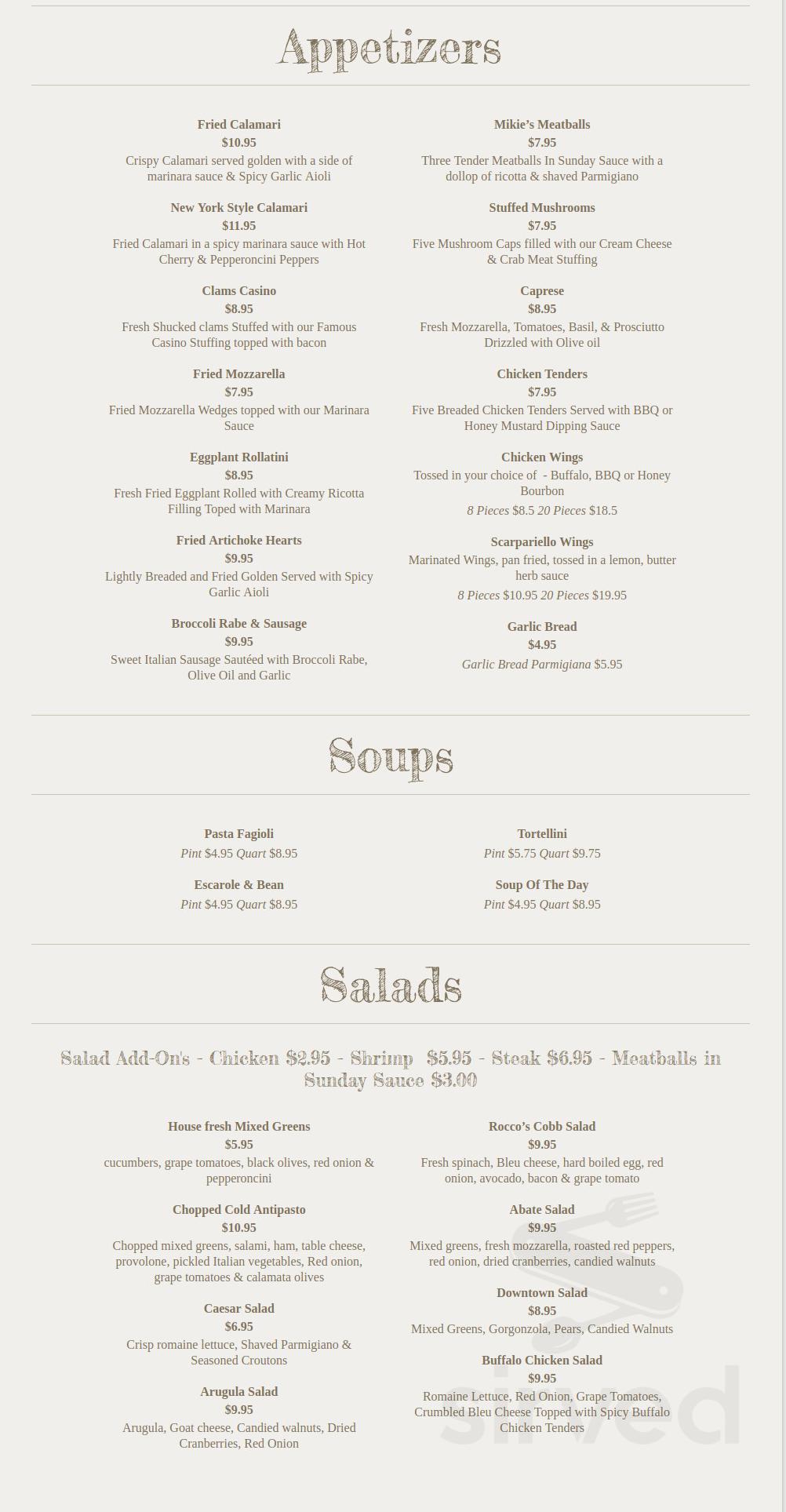 Rocco's Off Wooster Pizza,Delivery & Italian Restaurant menu in Guilford, Connecticut
