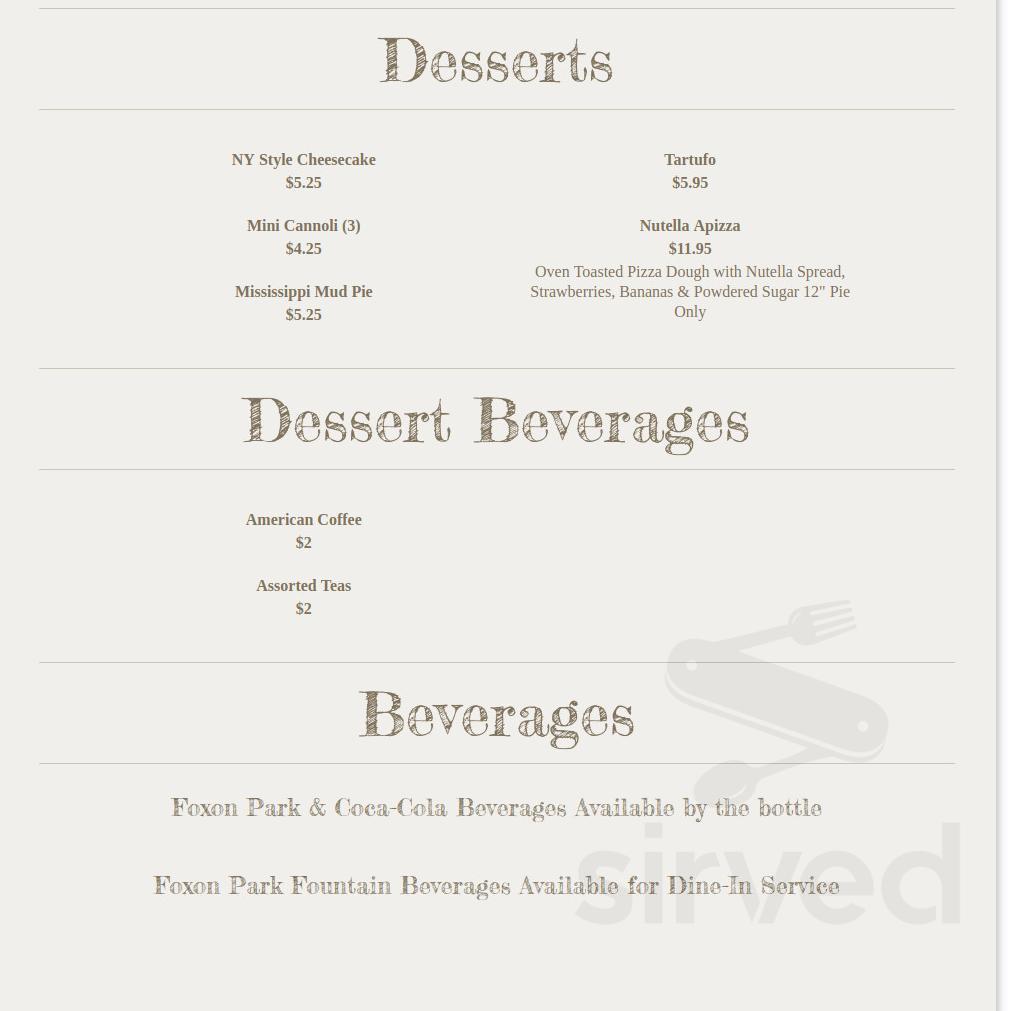 Rocco's Off Wooster Pizza,Delivery & Italian Restaurant dessert menu in Guilford, Connecticut