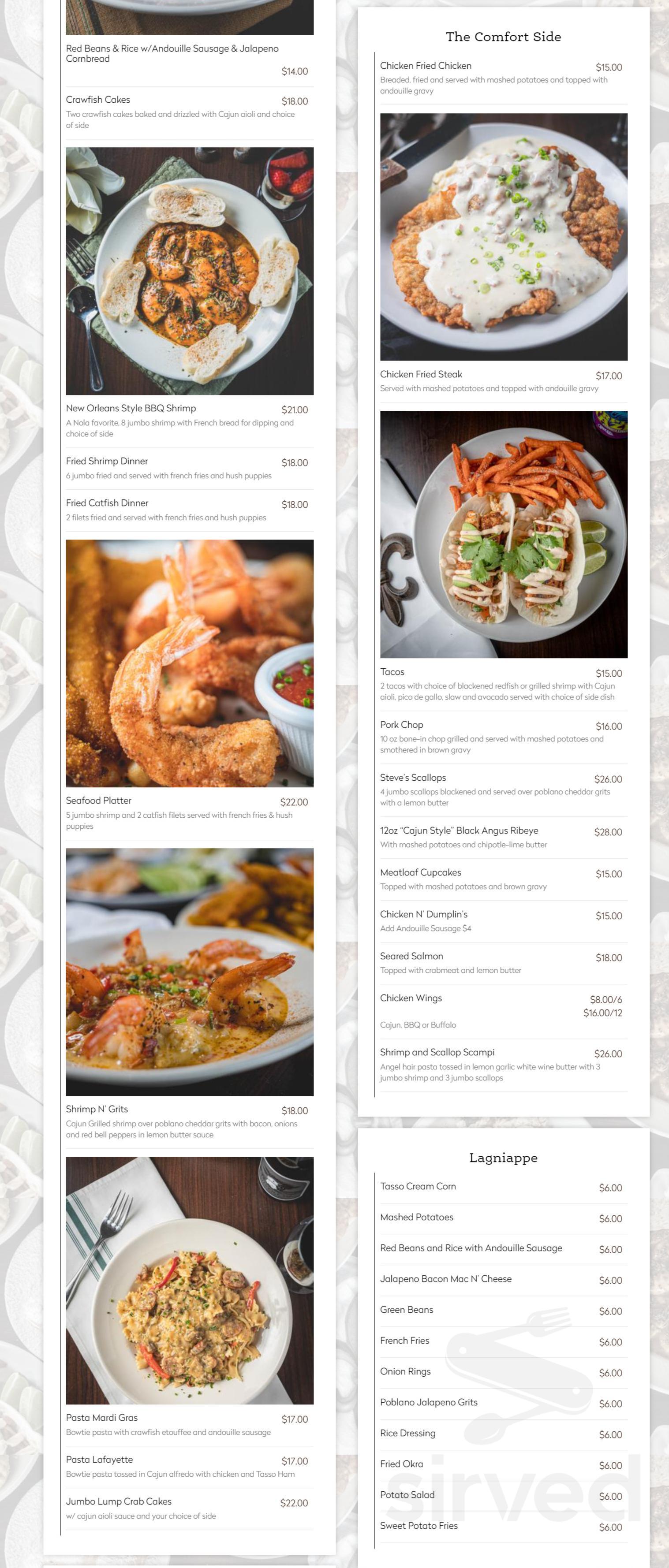 Magnolia Cajun Comfort menu in Pearland, Texas, USA