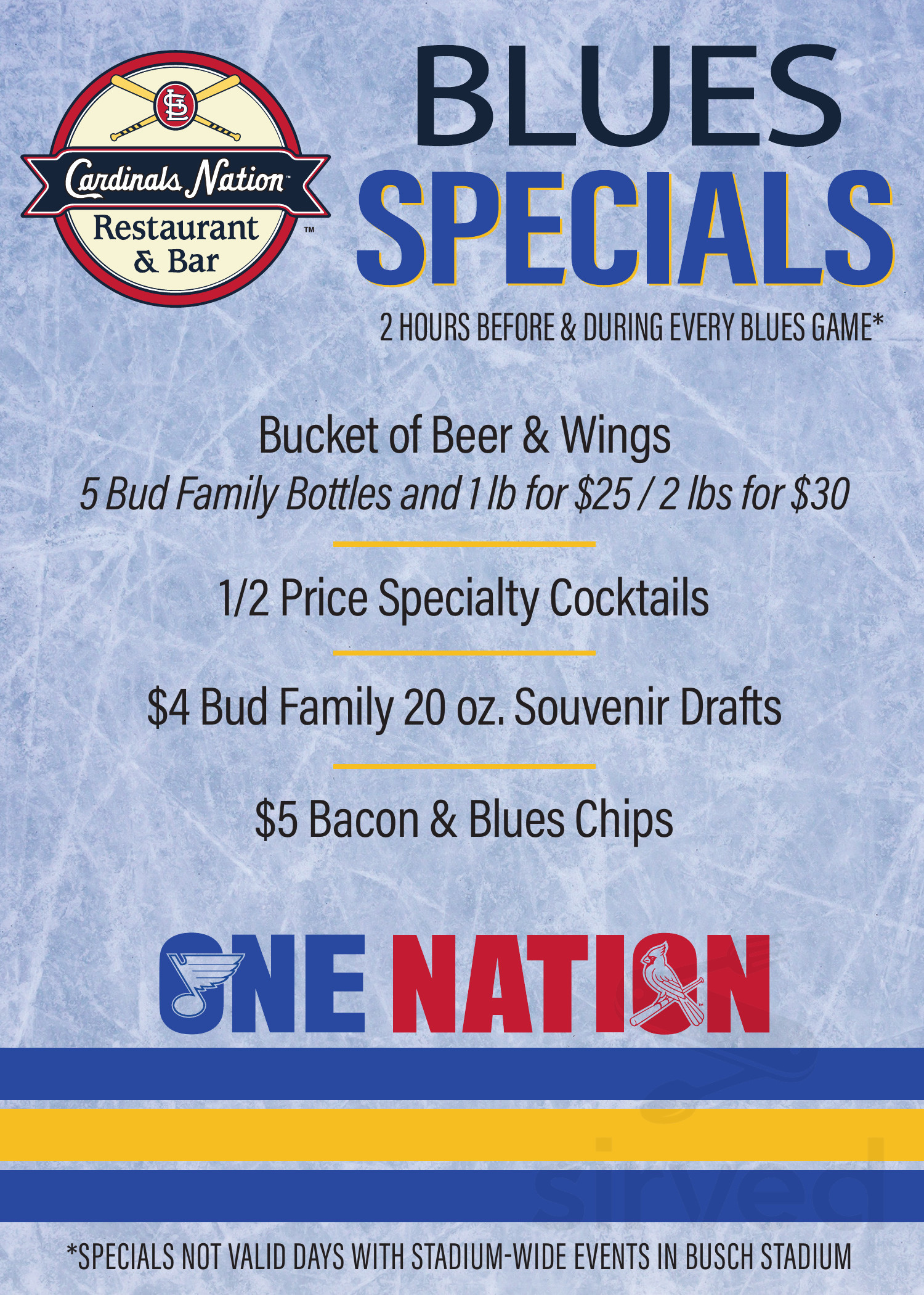 Cardinals Nation menu in St. Louis, Missouri, USA