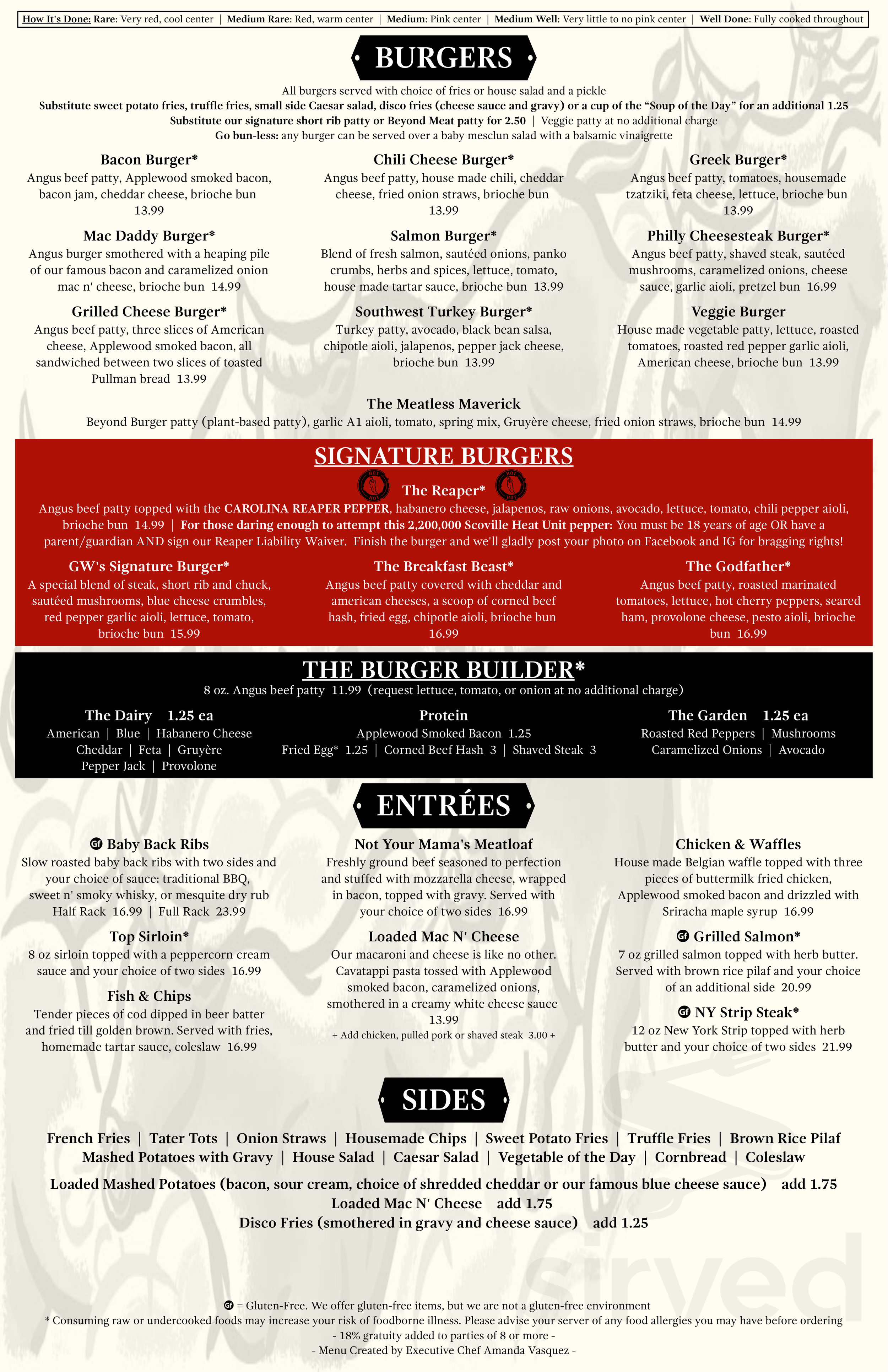 Carsonx Menu - Branford CT's GW Carsons | Sirved