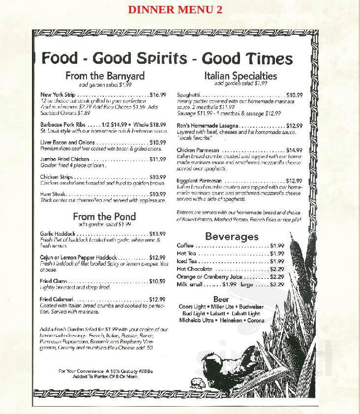 The Ole Barn menu in Inlet, New York, USA