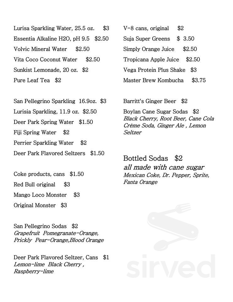 Manchester's Table menu in Richmond, Virginia, USA