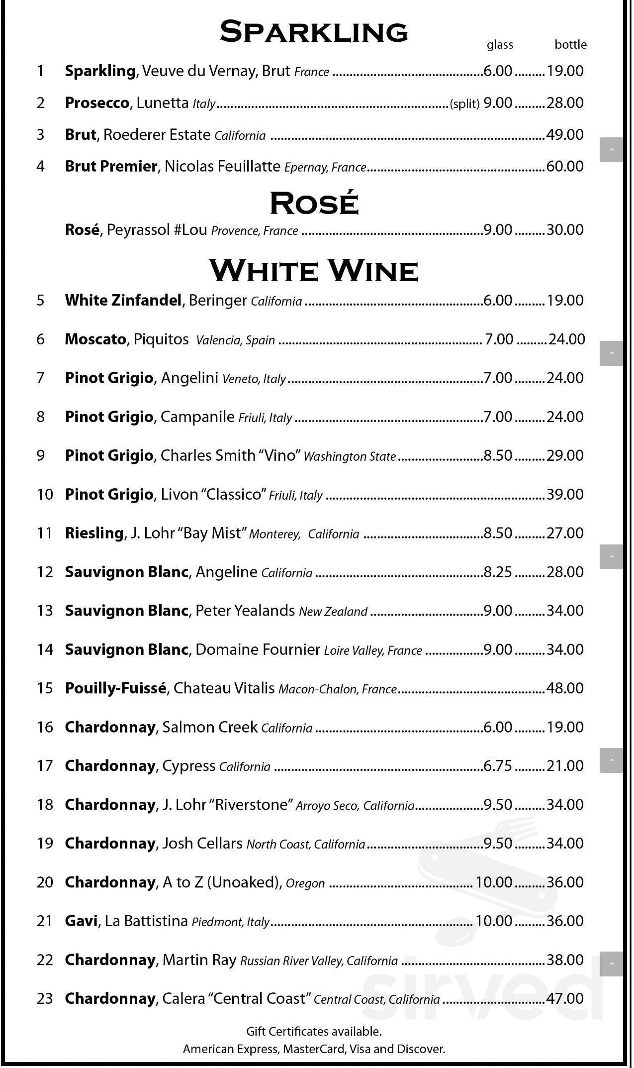 Route 53 Tavern menu in Pembroke, Massachusetts, USA