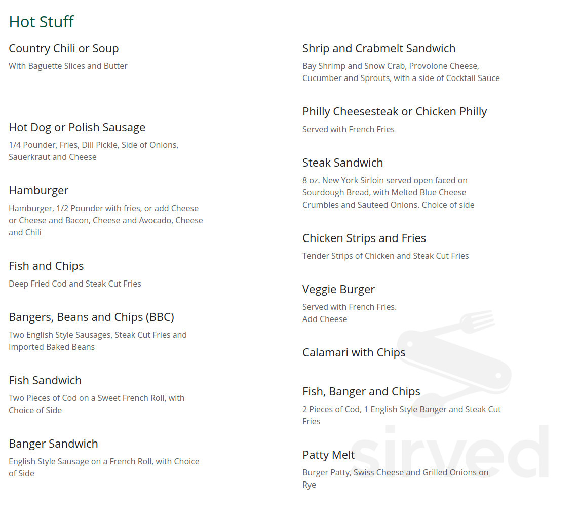 English Ales Brewery menu in Marina, California, USA