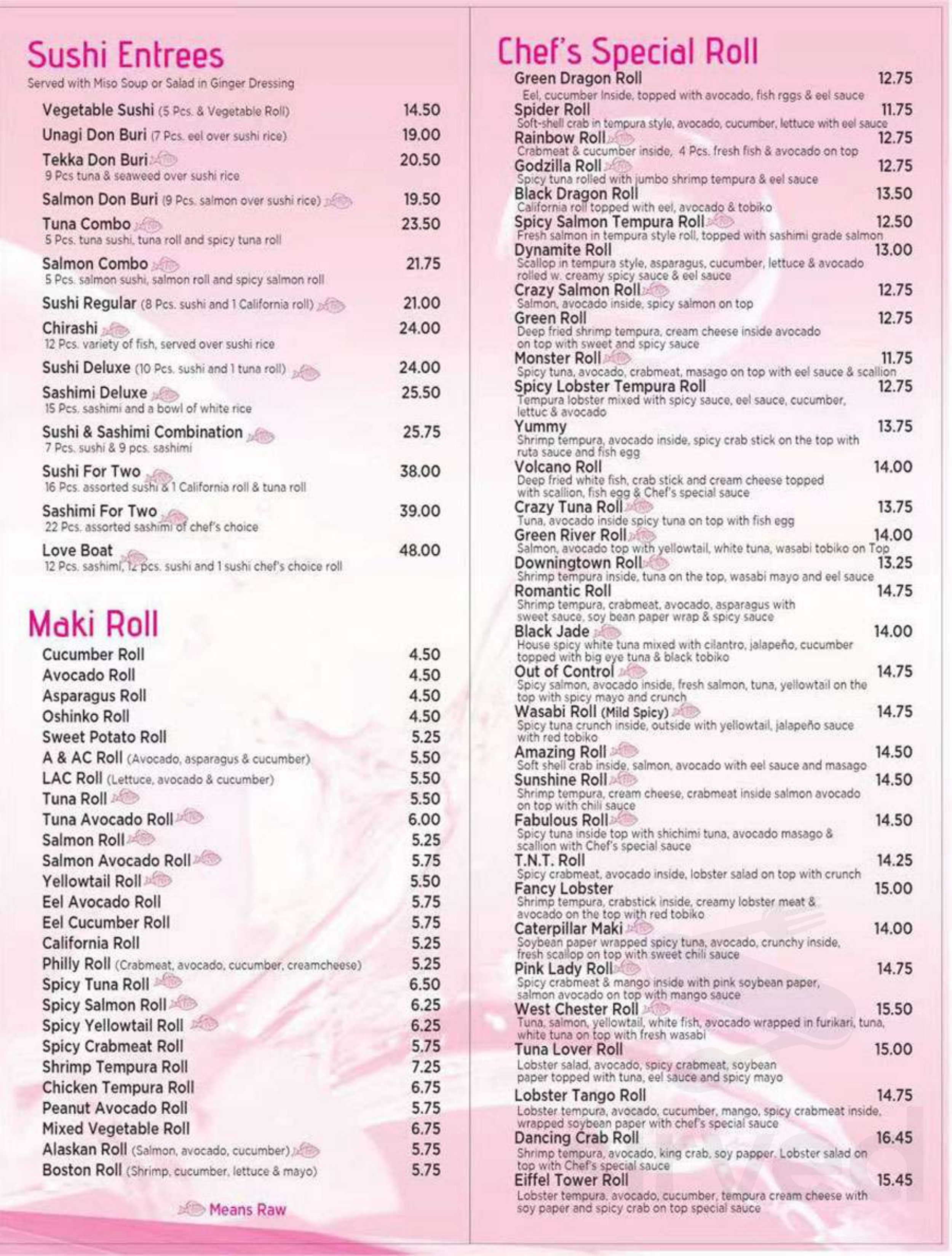 Menu - Kennett Square PA's Wasabi 3 | Sirved