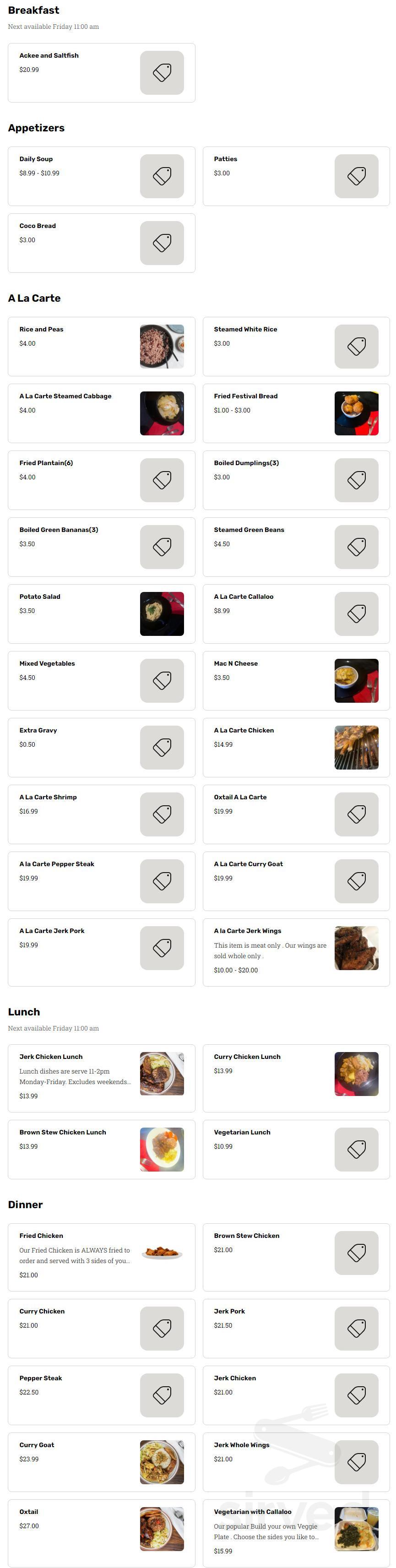 Ocho Rios Grill Las Vegas menu in Las Vegas, Nevada, USA