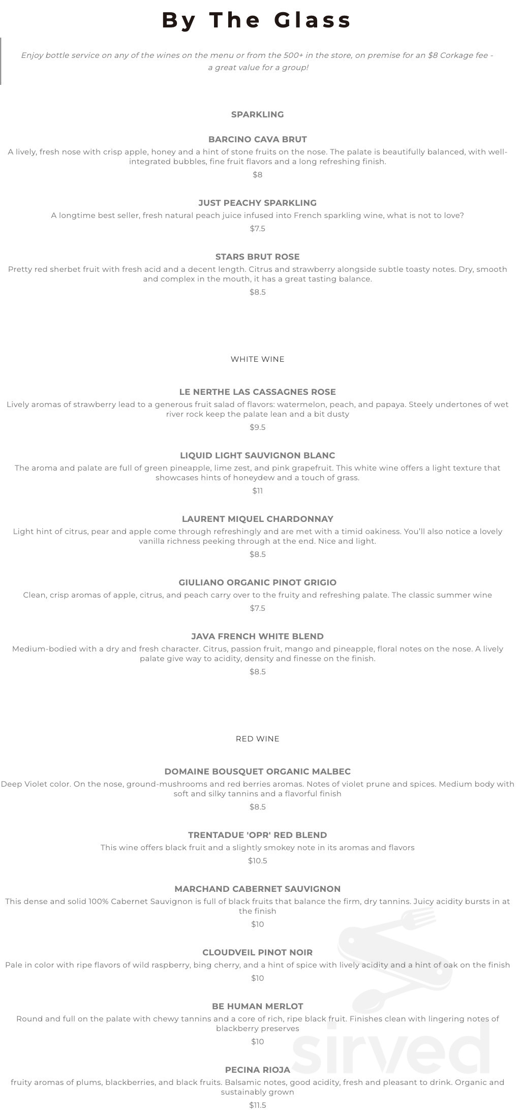 The Wine Cellar menu in Southern Pines, North Carolina, USA