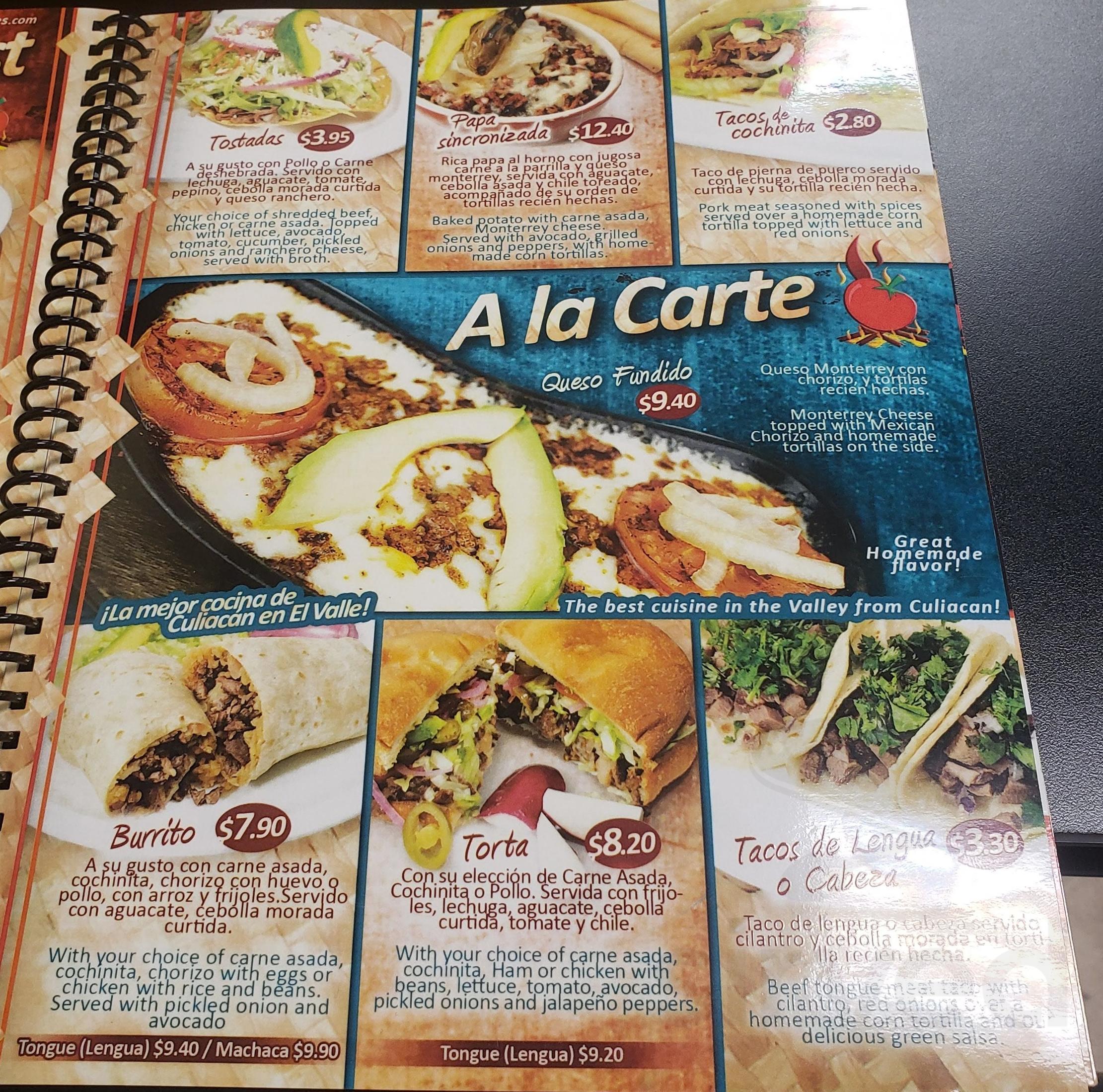 Asadero Los Corrales menu in Palm Springs, California, USA