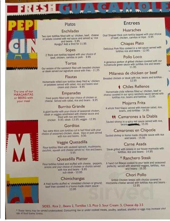 Menu - Calabash NC's Central Mamma's Mexican Restaurant & Taqueria | Sirved