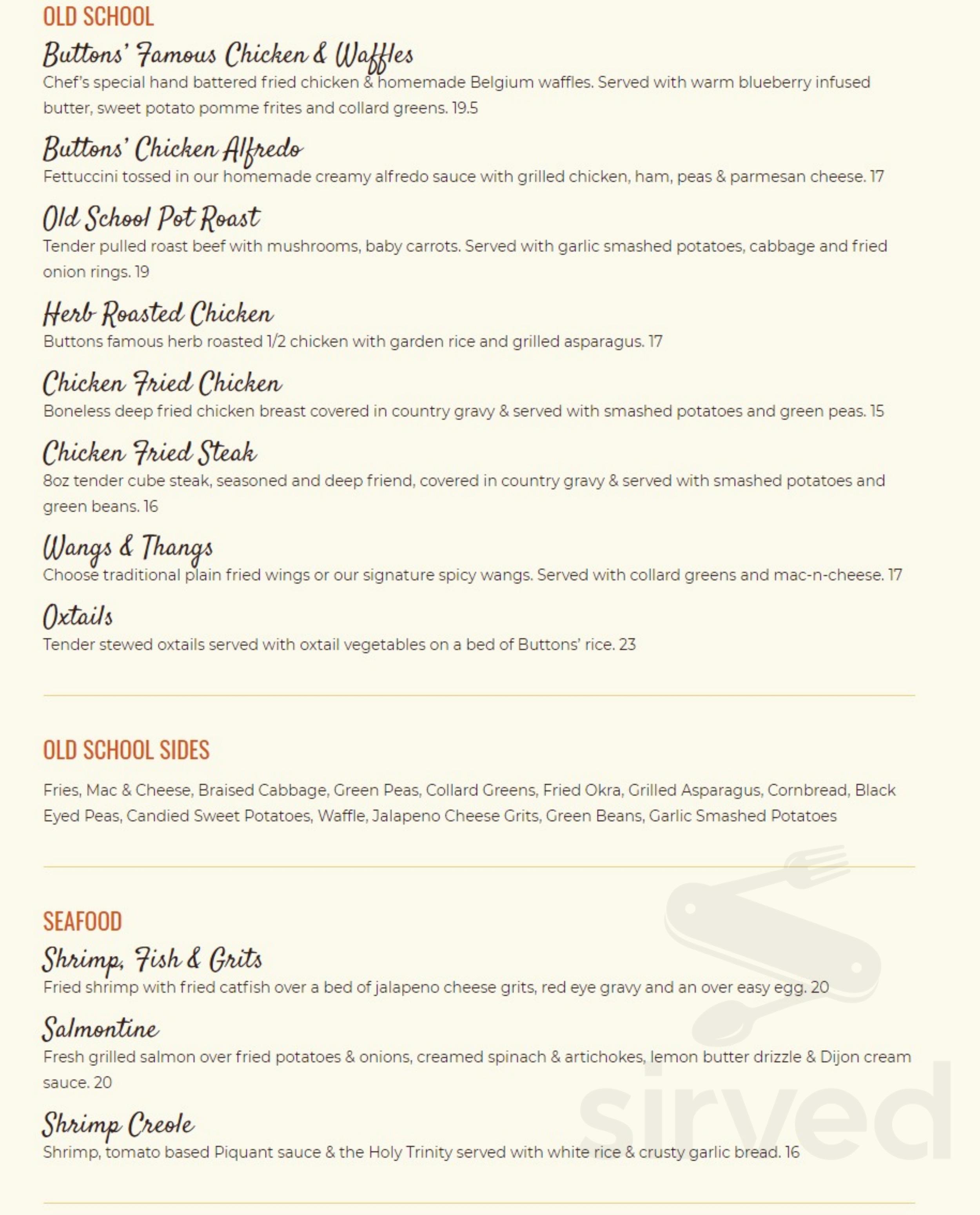 Menu - Addison TX's Buttons Restaurant | Sirved