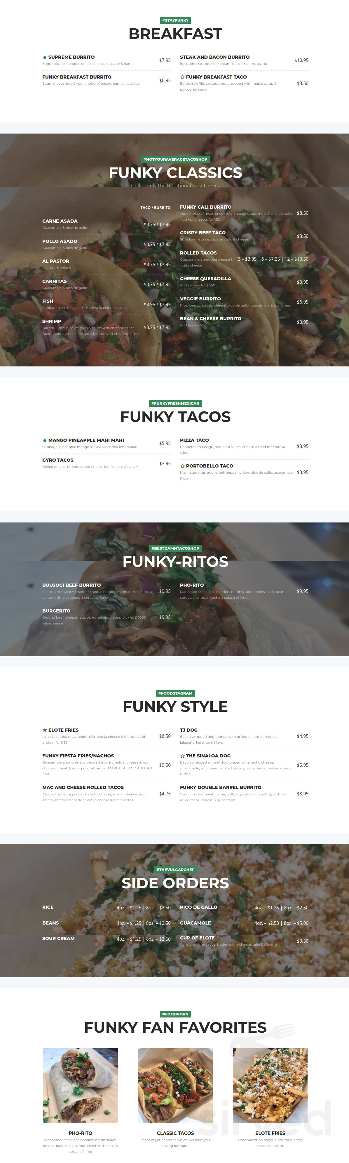 Funky Fresh Mexican menu in El Cajon, California