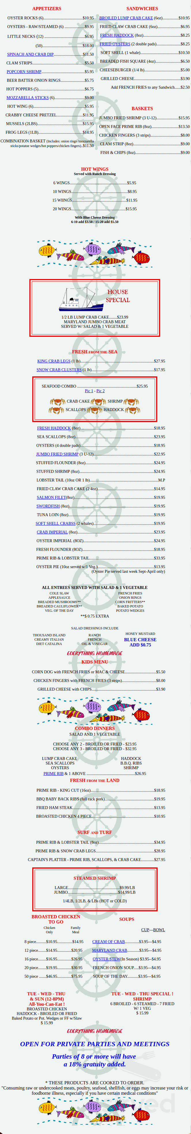 Route 30 Seafood menu in Thomasville, Pennsylvania