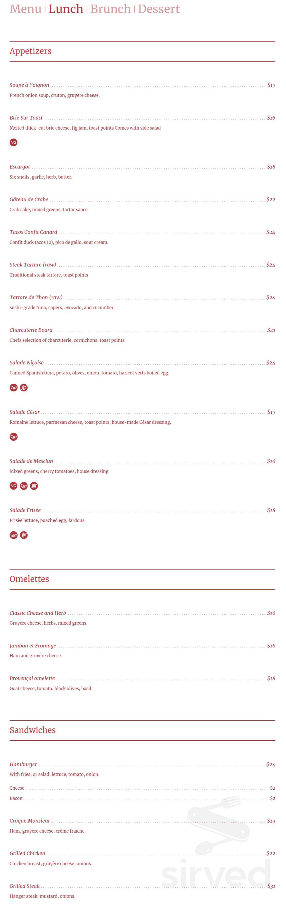 Menu - New York NY's Manny’s Bistro | Sirved