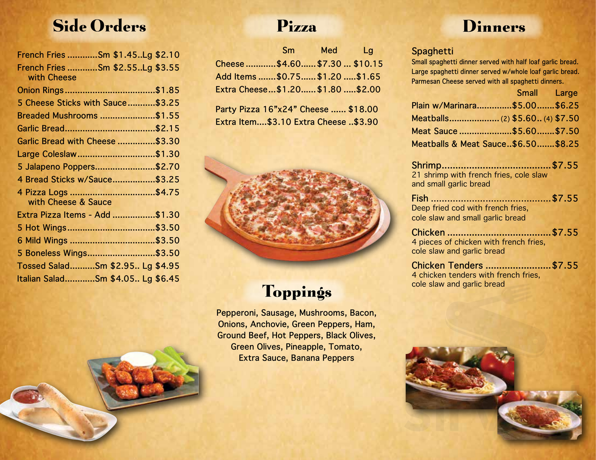 Angilo's Pizza menu in Falmouth, Kentucky, USA