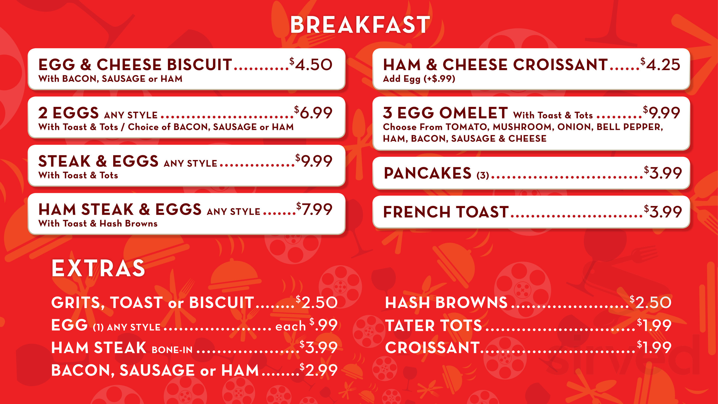 Menu Tunica Resorts MS's Celebrity Grill Sirved