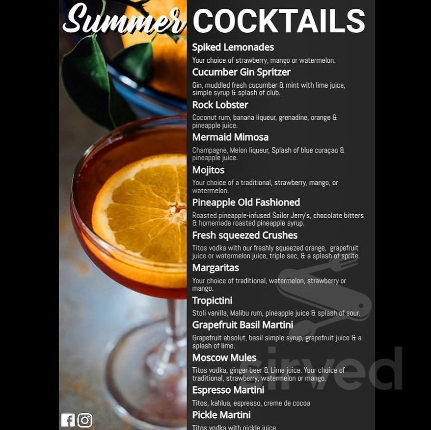 The Down Pour menu in WilkesBarre, Pennsylvania, USA