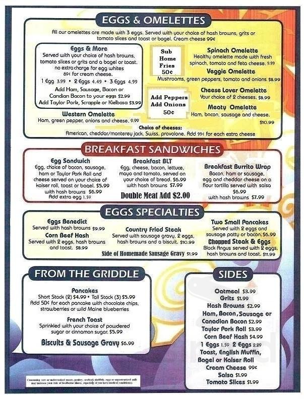 Rick's Diner menu in Port St. Lucie, Florida, USA
