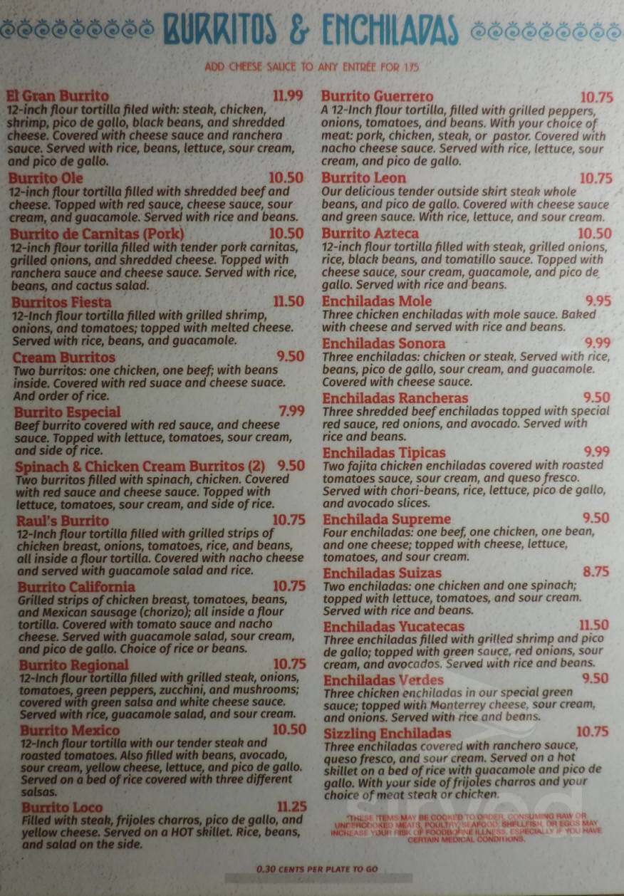 El Paso Mexican Restaurant Conover menu in Conover, North Carolina, USA