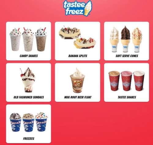 Tastee Freez menu in Galax, Virginia, USA