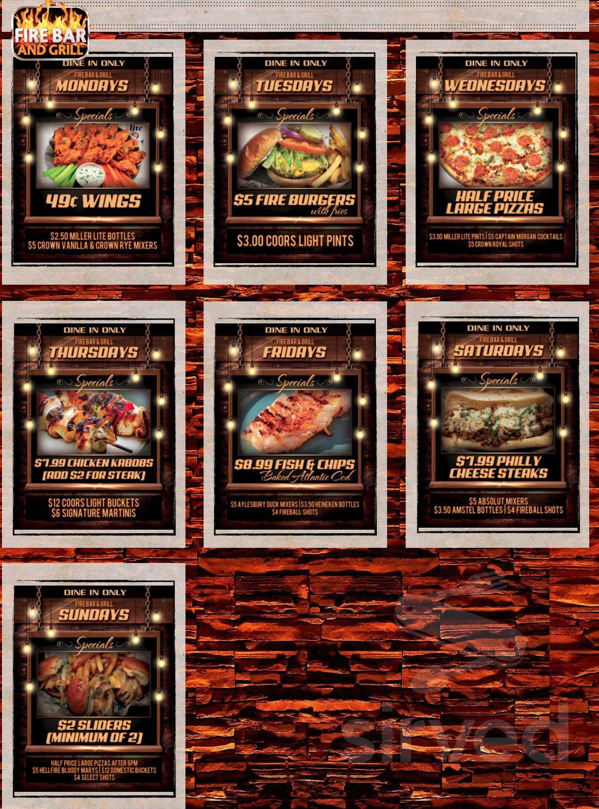 Fire Bar & Grill menu in Crystal Lake, Illinois, USA