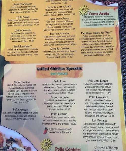 Tequila Amigos menu in Knoxville, Tennessee, USA