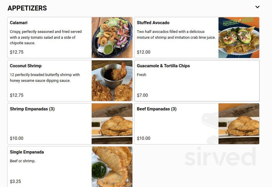 La Esquinita Baja Grill Seafood menu in Los Angeles, California, USA