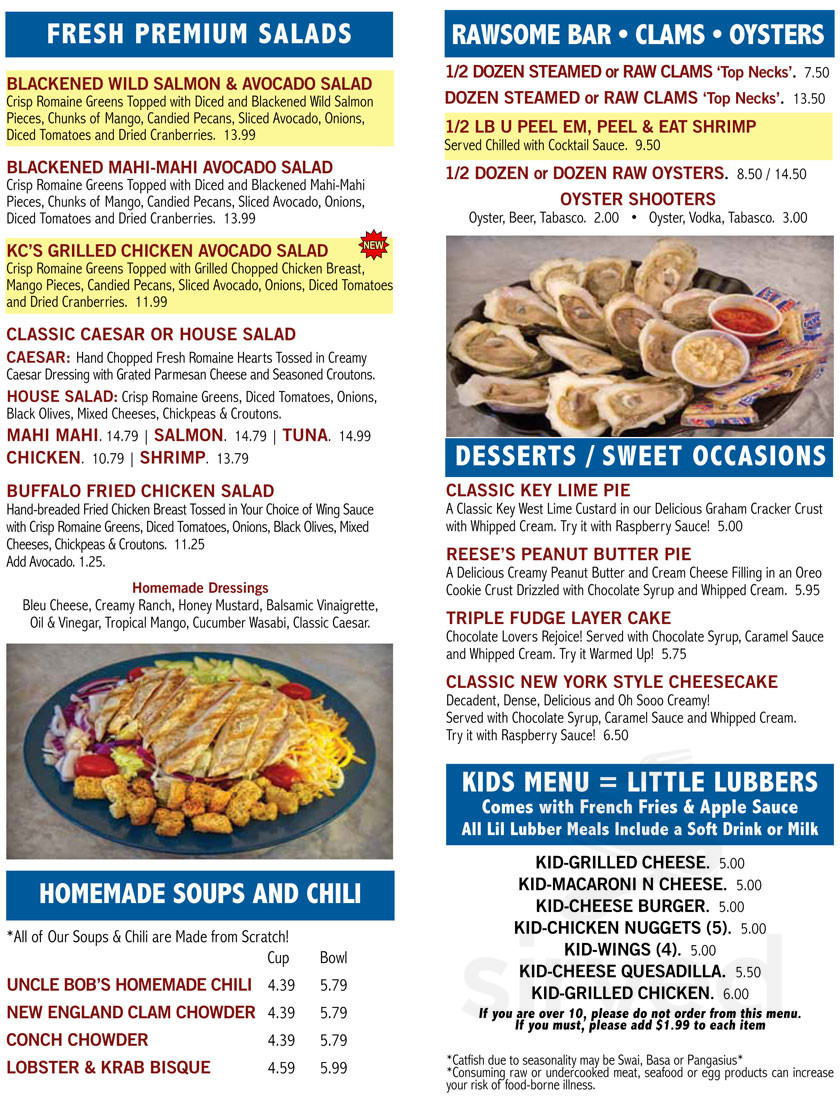 Menu - Plantation FL's LandLubber's Raw Bar & Grill | Sirved